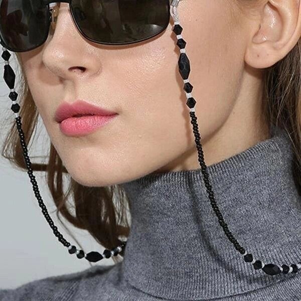 Жіночі ланцюжки для окулярів, чорні акрилові намистини, ланцюжки, окуляри протиковзки, шнур для окулярів для читання, від компанії greencard - фото 1