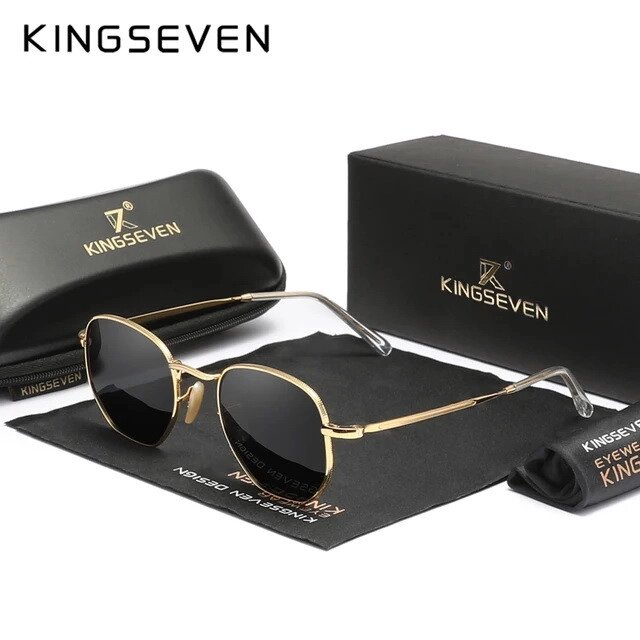 Жіночі поляризаційні сонцезахисні окуляри KINGSEVEN 7116 Gold Gray Код/Артикул 184 від компанії greencard - фото 1