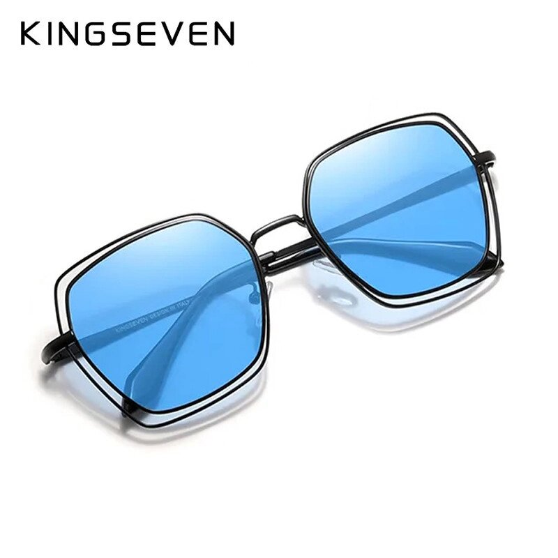 Жіночі поляризаційні сонцезахисні окуляри KINGSEVEN N7020 Black Blue Код/Артикул 184 від компанії greencard - фото 1