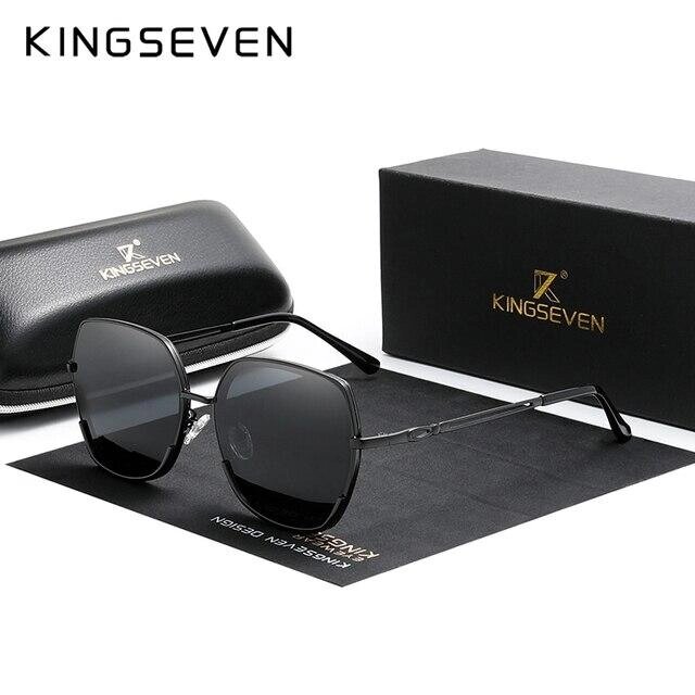 Жіночі поляризаційні сонцезахисні окуляри KINGSEVEN N7822 Black Gray Код/Артикул 184 від компанії greencard - фото 1