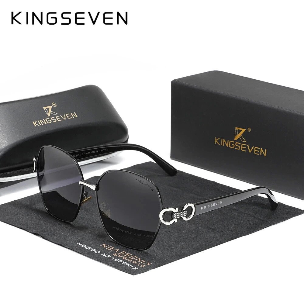 Жіночі поляризаційні сонцезахисні окуляри KINGSEVEN N7898 Black Gray Код/Артикул 184 123903 від компанії greencard - фото 1