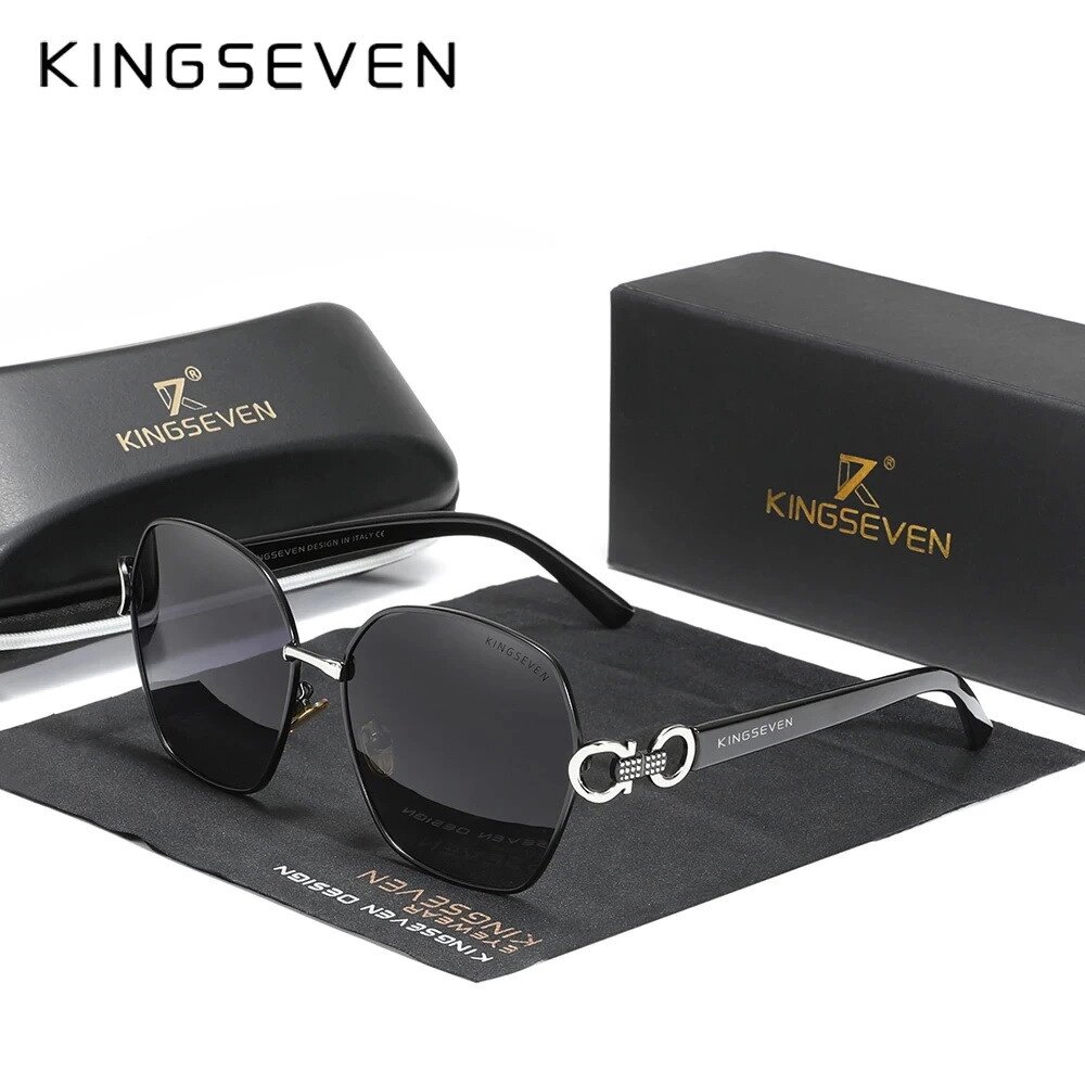 Жіночі поляризаційні сонцезахисні окуляри KINGSEVEN N7898 Black Gray Код/Артикул 184 від компанії greencard - фото 1