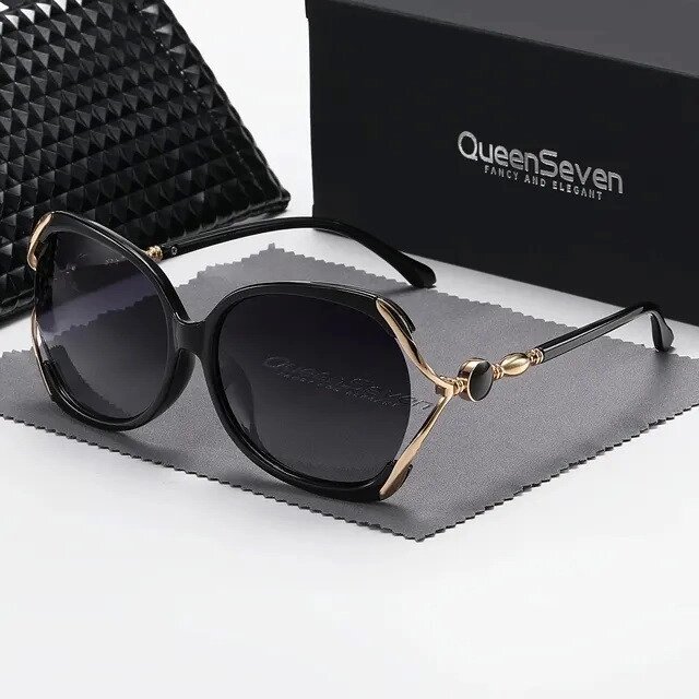 Жіночі поляризаційні сонцезахисні окуляри QueenSeven WYJ002 Black Gray Код/Артикул 184 від компанії greencard - фото 1