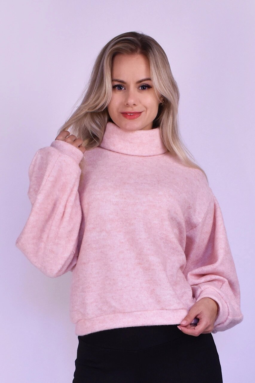 Жіночий светр оверсайз, короткий з ангори рубчик, рожевий Код/Артикул 24 503PK XS-M від компанії greencard - фото 1
