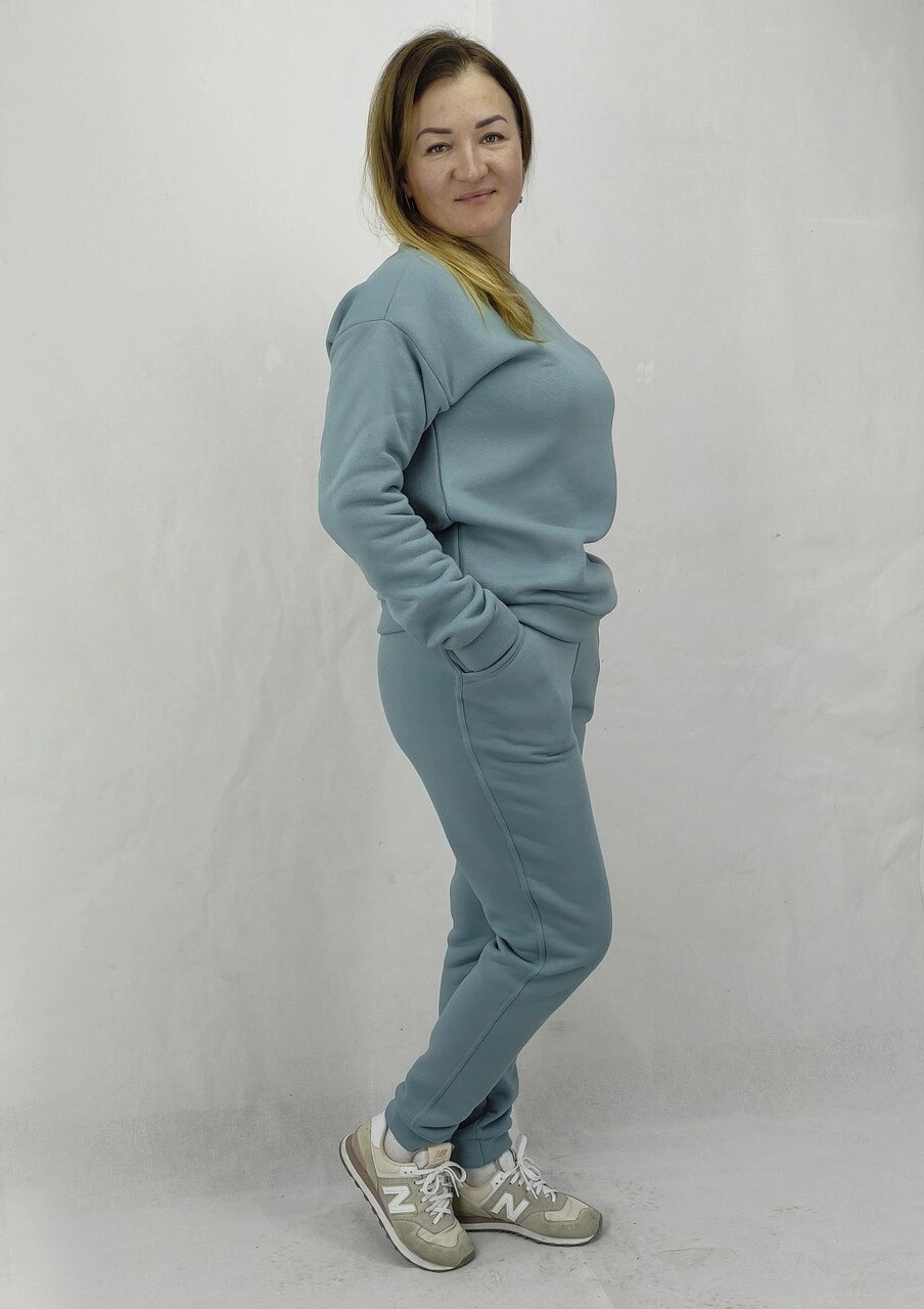 Жіночий теплий спортивний костюм світшот тканина Пеньє темно блакитного кольору S,M,L Код/Артикул 64 11206 від компанії greencard - фото 1