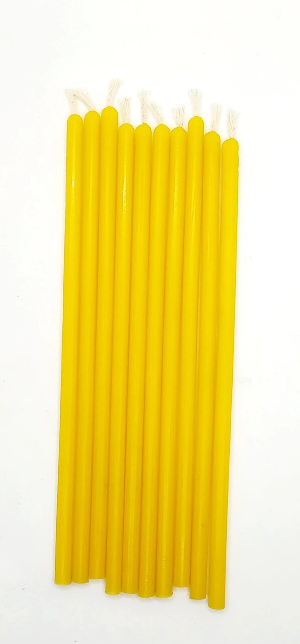 Жовті воскові свічки 30 хвилин набір 10 штук Код/Артикул 144 від компанії greencard - фото 1