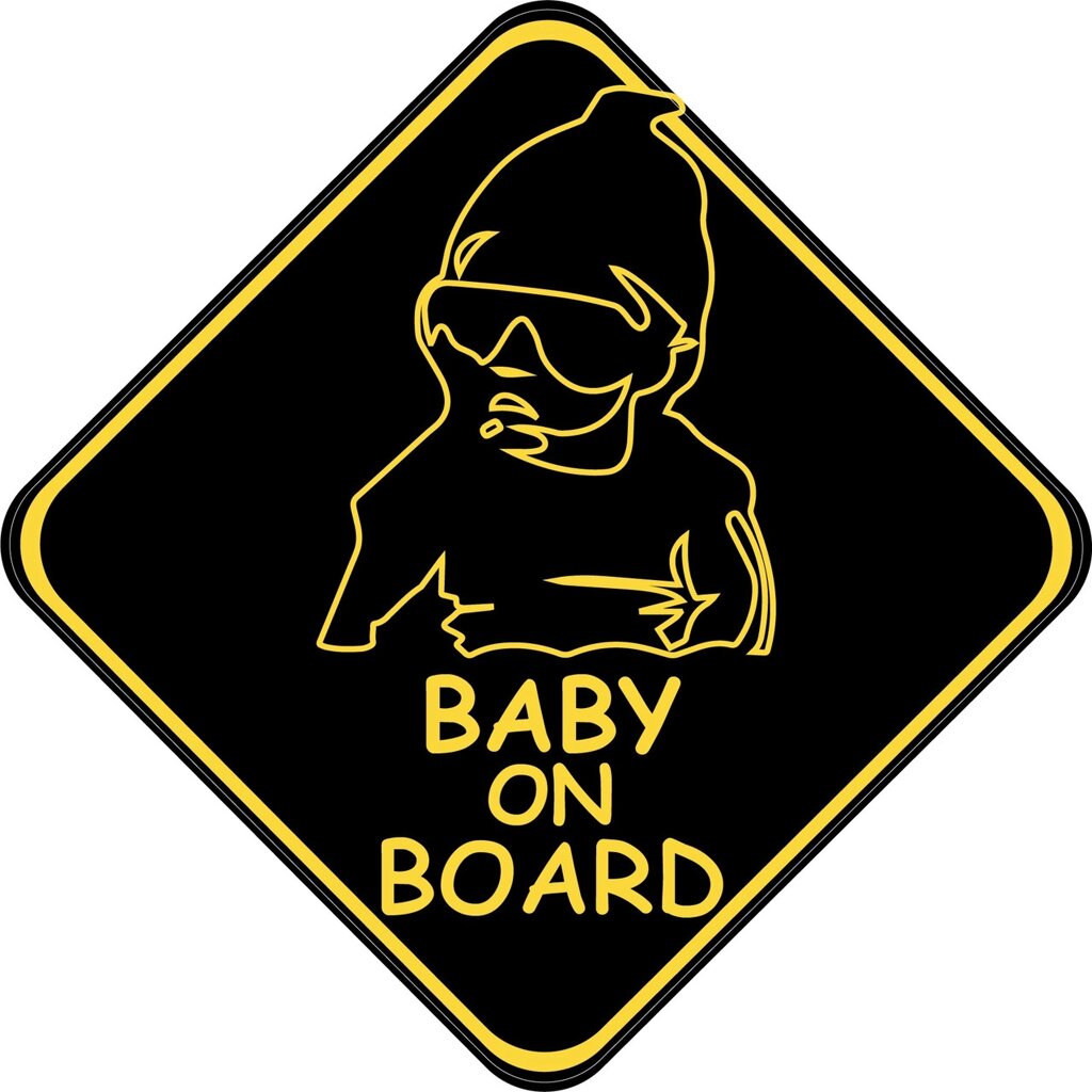 Знак "BABY ON BOARD" (Модний, чорний) на авто МАГНІТНИЙ зйомний Код/Артикул 173 Код/Артикул 173 Код/Артикул 173 від компанії greencard - фото 1