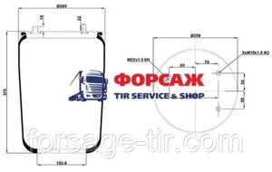 Ресора пневматична DAF 3шпиль-повітря