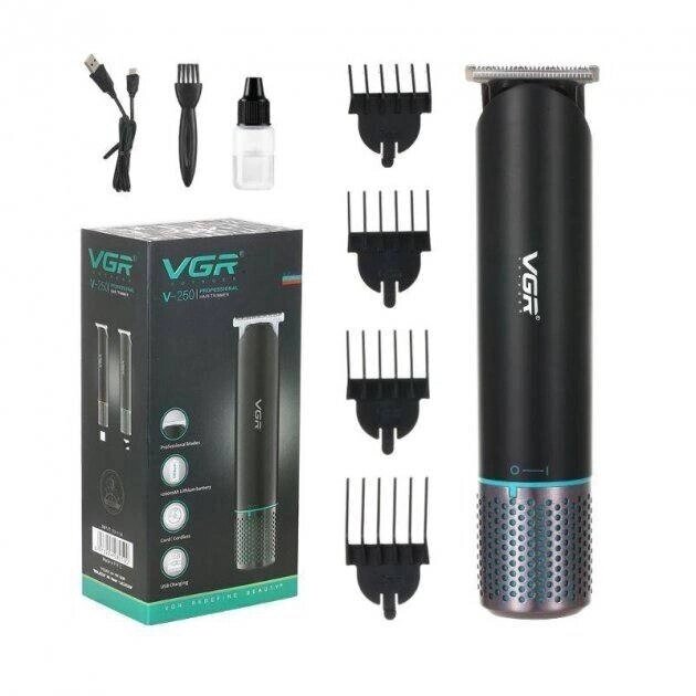 Акумуляторна машинка для стрижки волосся та бороди VGR V 250 бездротова з 4 насадками від компанії Кактус - фото 1
