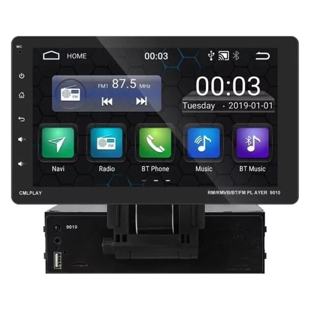 Автомагнітола 1din 9010c 9" із поворотним екраном Bluetooth Mp3 Fm радіо Carplay від компанії Кактус - фото 1