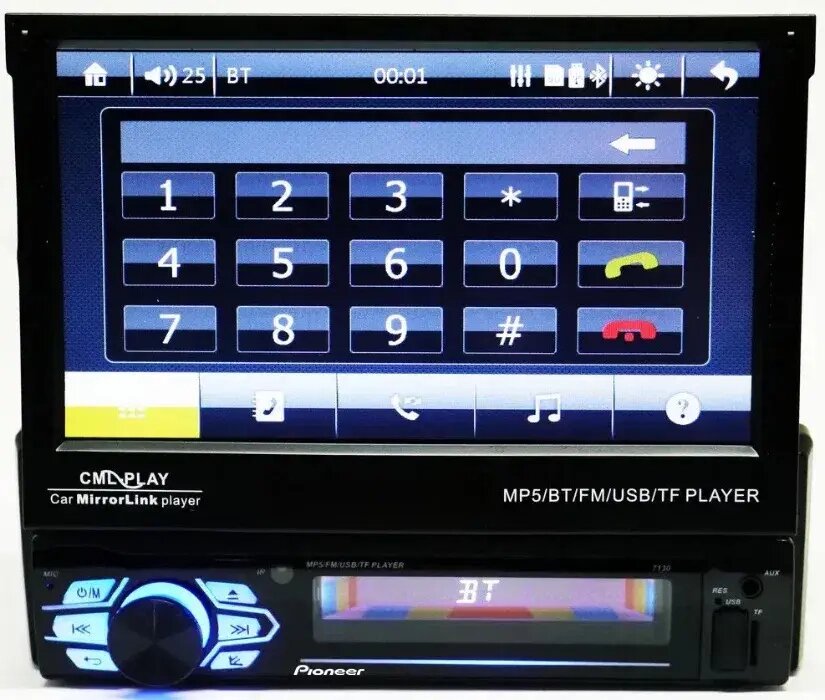 Автомагнітола 1DIN Pioneer 7110/7130 з Bluetooth + висувний екран 7" дюймів від компанії Кактус - фото 1