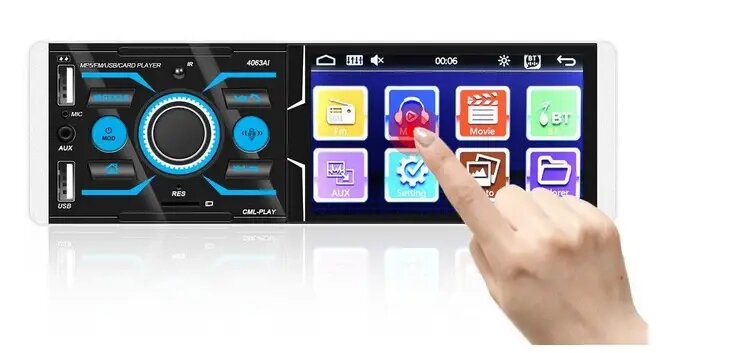 Автомагнітола Pioneer 4063 ISO - Сенсорний екран 4,1''+ RGB підсвічування + DIVX + MP3 + USB + Bluetooth + AV від компанії Кактус - фото 1