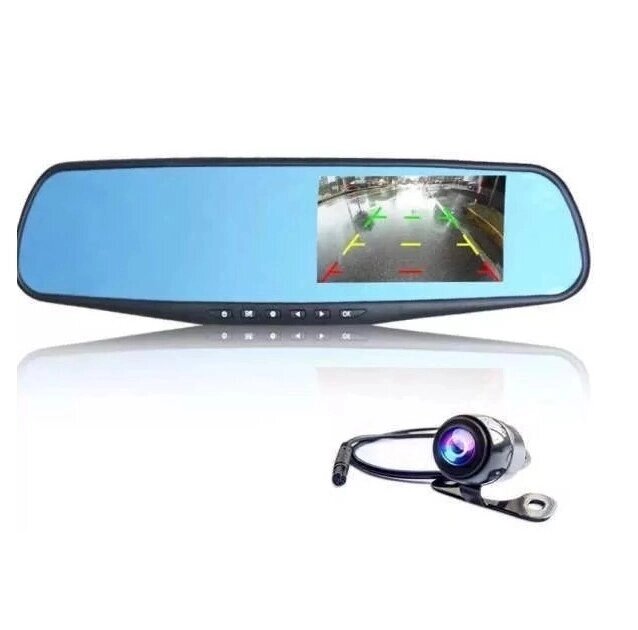 Автомобільний відеореєстратор дзеркало Car DVR 138W дисплей 4,3 дюйми з камерою заднього виду від компанії Кактус - фото 1