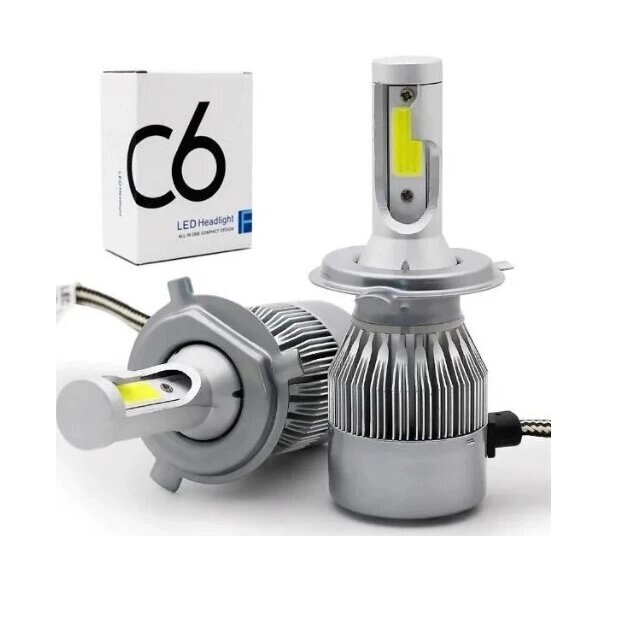 Комплект автомобільних LED ламп C6 H4 біла коробка, Лід лампа у фари, Автолампа від компанії Кактус - фото 1