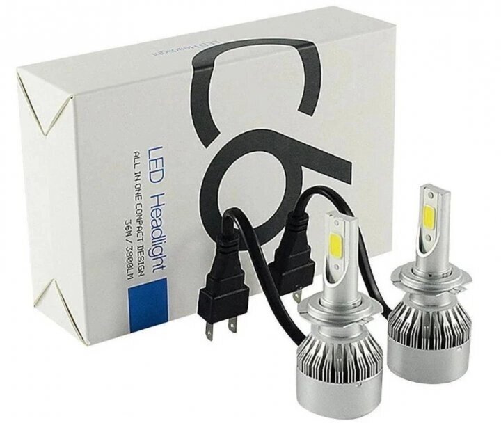 Комплект автомобільних LED ламп C6 H7 біла коробка, Лід лампа у фари, Автолампа від компанії Кактус - фото 1