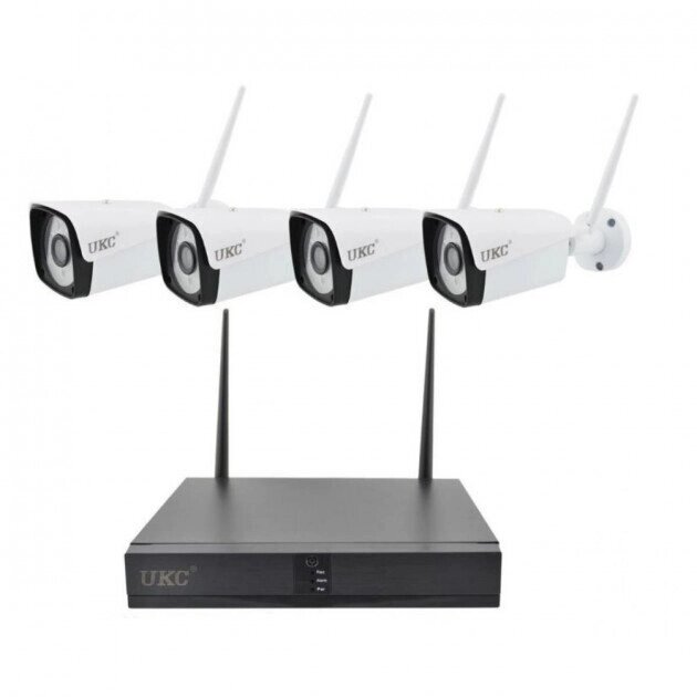 Комплект бездротових камер відеоспостереження DVR KIT CAD Full HD UKC 8004/6673 Wi-Fi від компанії Кактус - фото 1