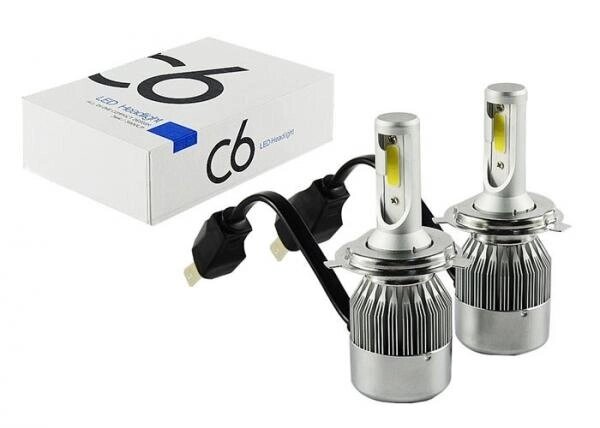 Комплект LED ламп C6 HeadLight H4 12v COB від компанії Кактус - фото 1