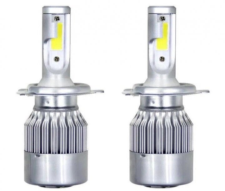 Комплект LED модернізованих ламп HeadLight C6 H4 12v COB від компанії Кактус - фото 1