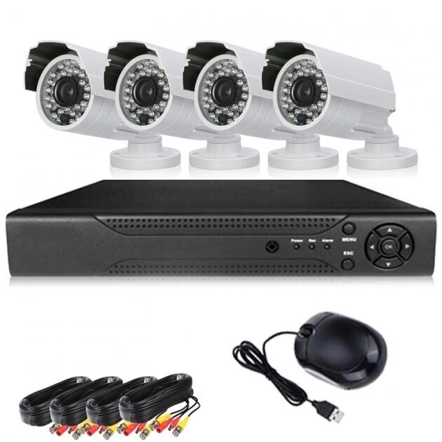 Комплект відеоспостереження провідний з віддаленим переглядом Easy eye DVR 5504-5 KIT 4ch метал HD набір на 4 камери від компанії Кактус - фото 1