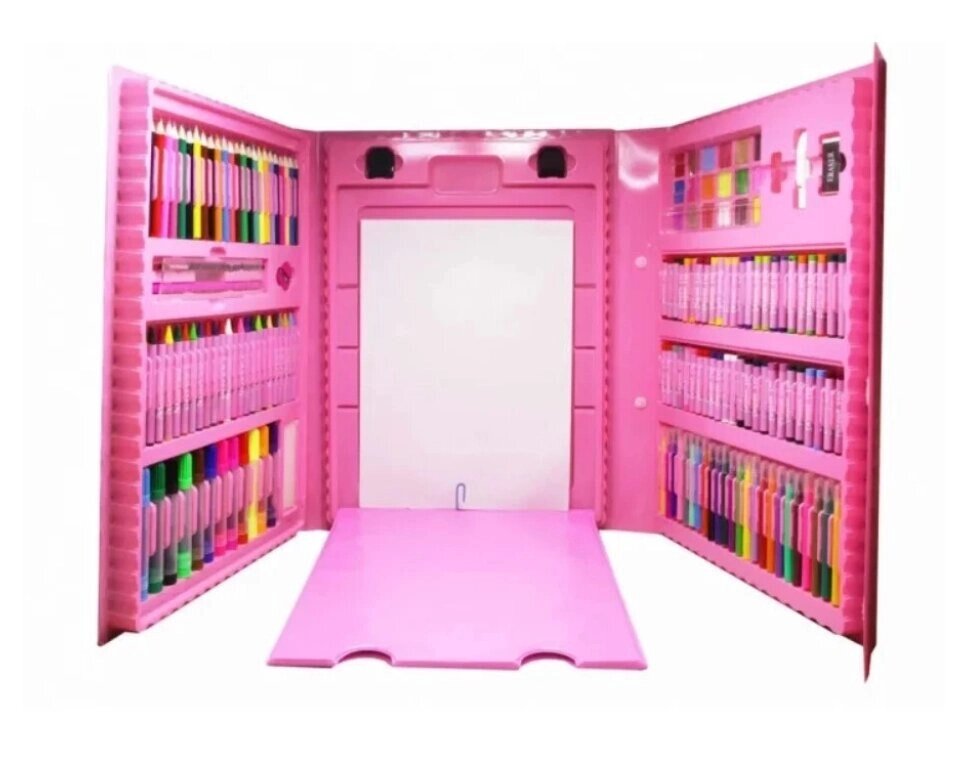Набір для дитячої творчості у валізі з 208 предметів “Валіза творчості” Рожевий від компанії Кактус - фото 1