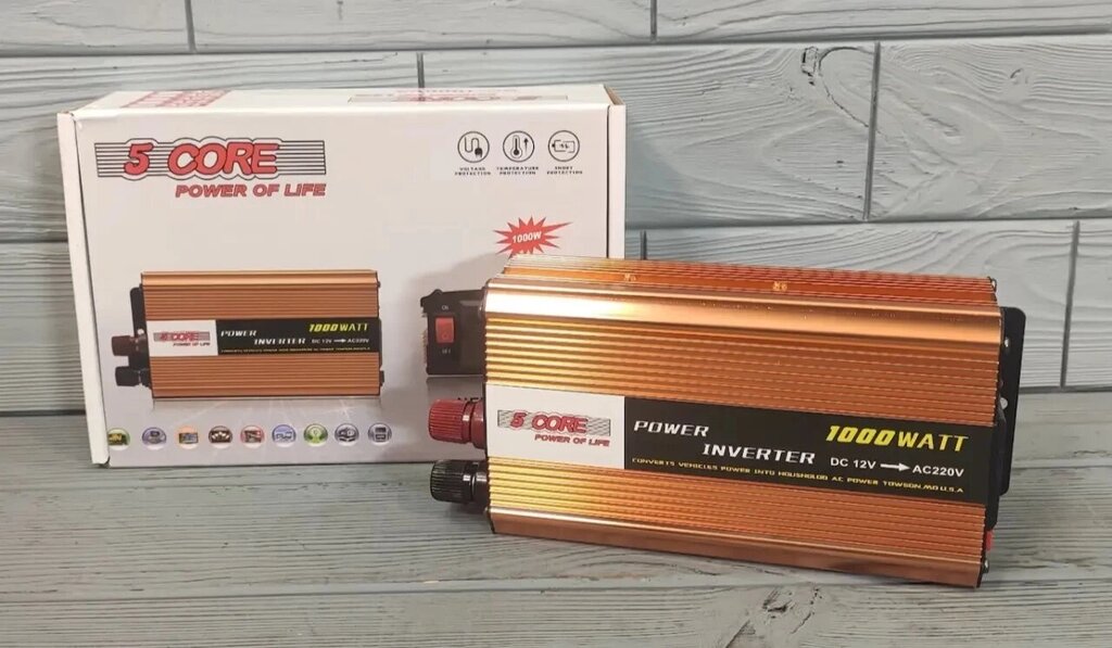 Перетворювач напруги 12V-220V 1000W/інвертор автомобільний 1000W 12V UN-3054 (work 660W) від компанії Кактус - фото 1