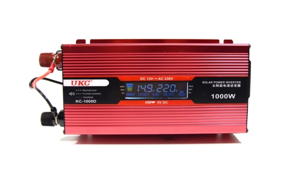 Перетворювач UKC авто інвертор 12V-220V 1000W LCD KC-1000D від компанії Кактус - фото 1