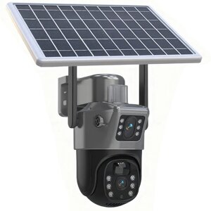 Вулична поворотна IP-камера HM-V35 4G із сонячною панеллю та двома об’єктивами (8 Мп)