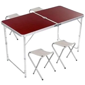 Стіл та стільці для пікніка Folding Table Темне дерево (коричневий)