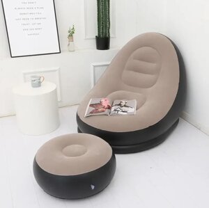 Надуване Садове крісло з пуфиком Air Sofa Comfort, велюр, 76*130 см