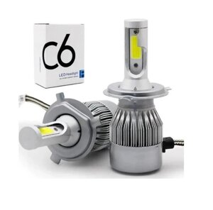 Комплект автомобільних LED ламп C6 H4 біла коробка, Лід лампа у фари, Автолампа