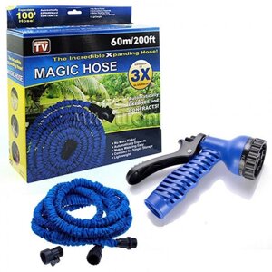 Садовий шланг для поливу Xhose 60м з розпилювачем Х-Hose поливальні шланги які розтягуються Хосе синій/зелений