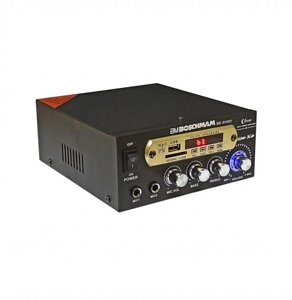 Підсилювач потужності звуку 2х канальний Boschmam BM Audio BM-800BT з Bluetooth, FM, USB та караоке 2x300W