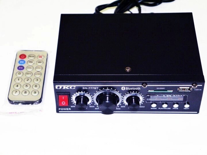 Підсилювач Bluetooth UKC SN-777BT (з вбудованим та FM та підтримкою флешок + пульт) Black від компанії Кактус - фото 1