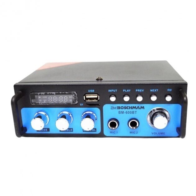 Підсилювач звуку Boschmam BM Audio BM-600BT Bluetooth+FM+USB Караоке 2-канальний 2x300W від компанії Кактус - фото 1