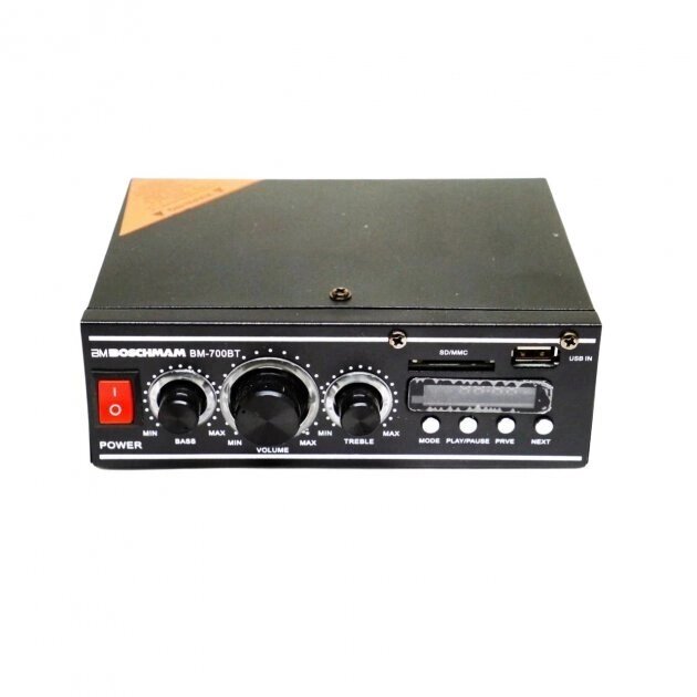 Підсилювач звуку Boschmam BM Audio BM-700BT Bluetooth+USB 2-канальний 2x300W від компанії Кактус - фото 1