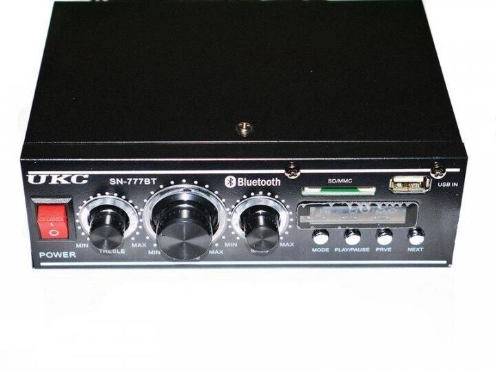 Підсилювач звуку UKC AV-777BT з функцією Bluetooth + USB/SD/MMC Чорний від компанії Кактус - фото 1