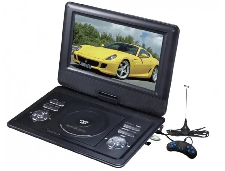 Портативний DVD-плеєр Portable NS-1129 з поворотним екраном 13.8", вбудованими TV та FM-тюнерами, USB/SD/MMC роз'ємами від компанії Кактус - фото 1