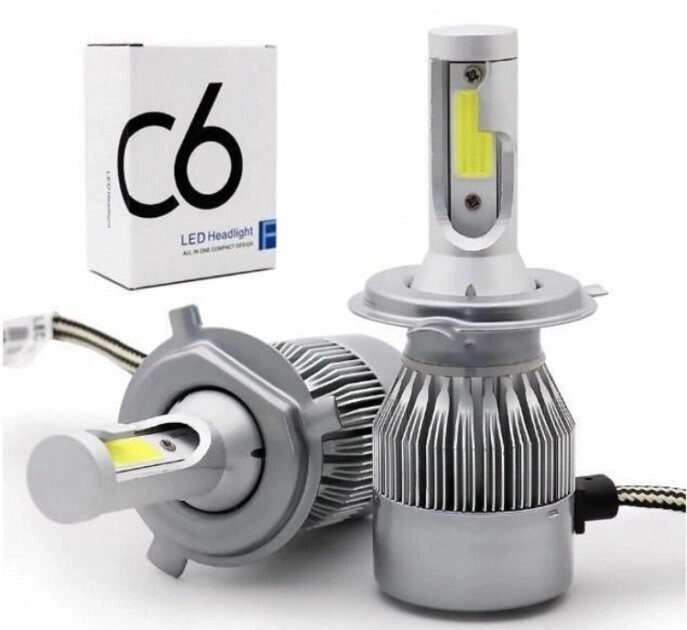 Світлодіодні автомобільні LED-лампи C6 H4 6000k 12 та 24 комплект 2 шт від компанії Кактус - фото 1