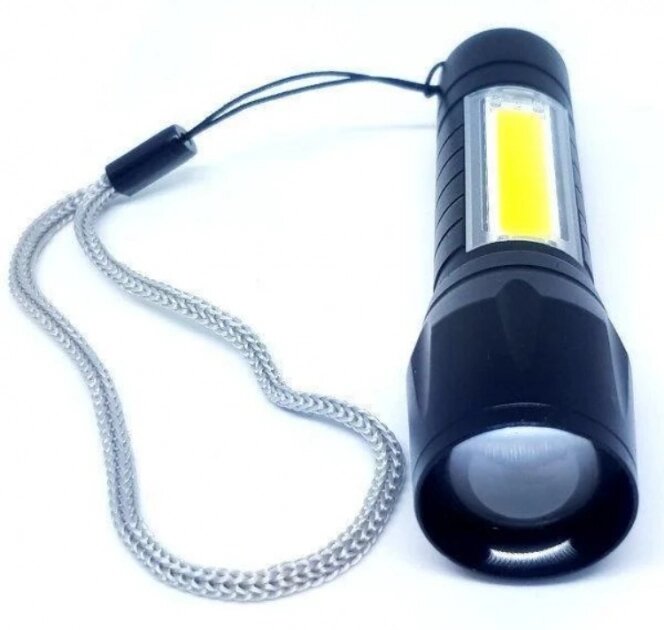 Світлодіодний ліхтарик ручний на акумуляторах Bailong Police COB USB BL-511 від компанії Кактус - фото 1
