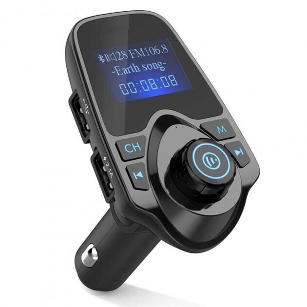 Трансмітер автомобільний (модулятор) FM MP3 MOD T11 Bluetooth чорний від компанії Кактус - фото 1