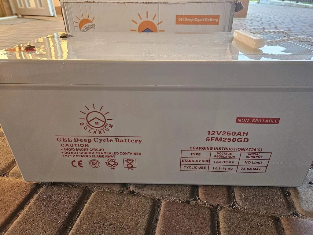 Акумулятор гелевий Solarium 250 Ah 12V для джерел безперебійного живлення, 69 кг! від компанії ПП Скринніков - фото 1