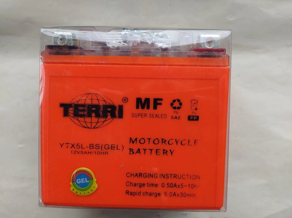 Акумулятор Terri 12V5А 113 * 70 * 107 гель під болти для скутера Honda Dio AF 18 від компанії ПП Скринніков - фото 1