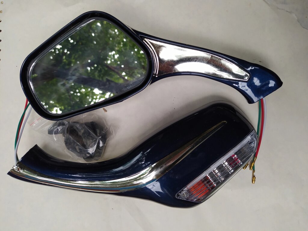 Дзеркала Ø8 крапля сині з поворотами для скутера Honda Tact 16 від компанії ПП Скринніков - фото 1