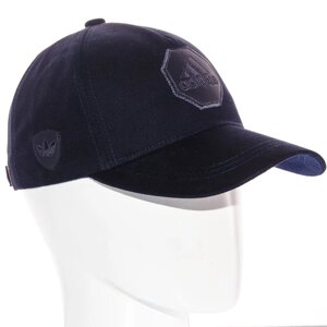 Бейсболка брендова зі шкіряною нашивкою кепка з регулюванням із щільного котону Adidas BTH21637 Темно-синій