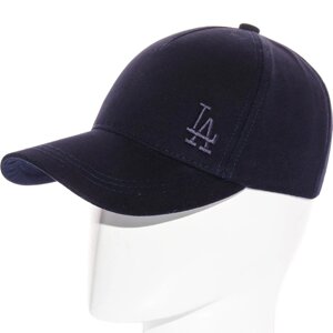 Бейсболка брендова універсальна кепка з регулюванням розміру із щільного котону LA BTH21636 Темно-синій