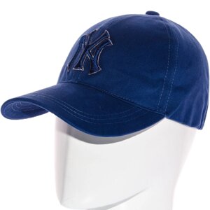 Бейсболка коттонова закрита універсальна кепка на стрейч резинці з брендовою вишивкою New York BSKH21614 Джинс