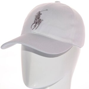Бейсболка коттонова закрита універсальна кепка на стрейч резинці з брендовою вишивкою Polo Ralph Lauren BSKH21622 Білий
