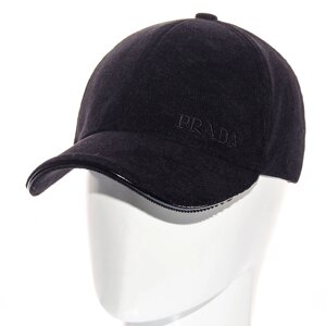 Бейсболка молодіжна брендова демісезонна з регулятором кепка з вельветової тканини Prada BVH22501 Чорний