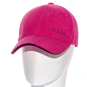 Бейсболка молодіжна брендова демісезонна з регулятором кепка з вельветової тканини Prada BVH22501 Рожевий