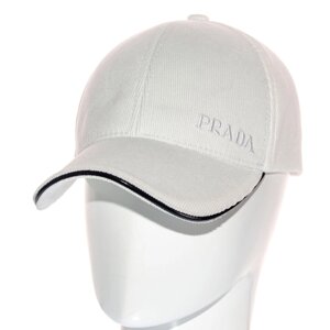 Бейсболка молодіжна брендова демісезонна з регулятором кепка з вельветової тканини Prada BVH22501 Білий